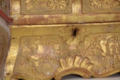 Carved Golden Rococo Wood Chest, 18th Century