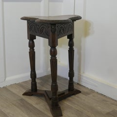 Carved Gothic Oak Clover Leaf Table with Secret Compartment