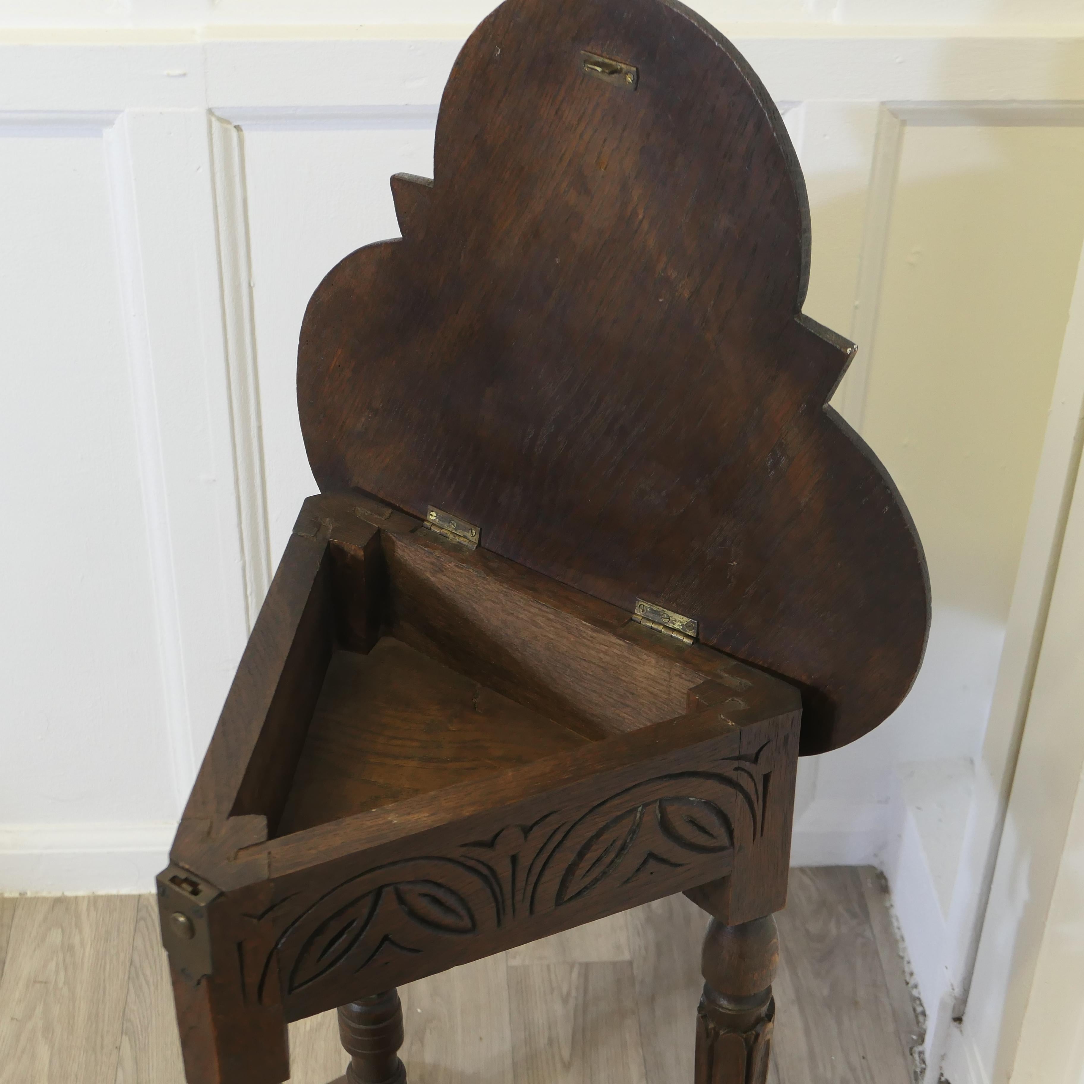 Carved Gothic Oak Clover Leaf Table with Secret Compartment 1