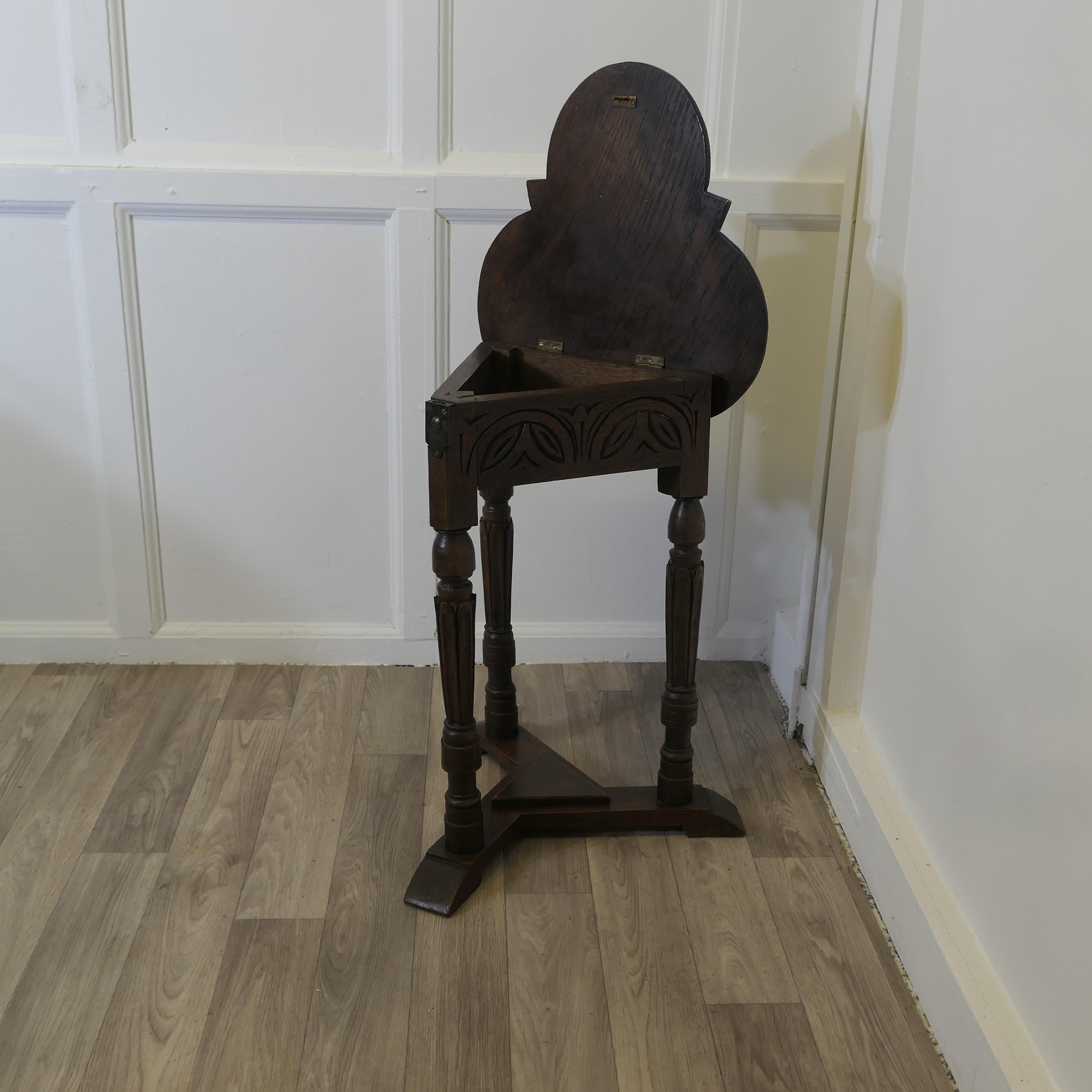 Carved Gothic Oak Clover Leaf Table with Secret Compartment 2