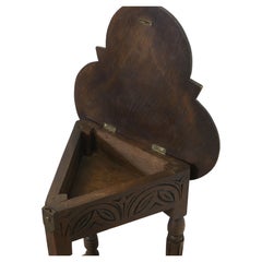 Carved Gothic Oak Clover Leaf Table with Secret Compartment