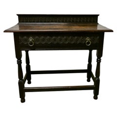 Carved Gothic Oak Side Table 
