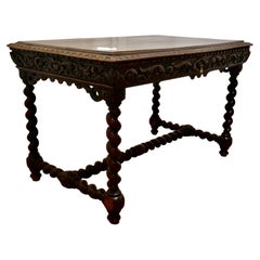 Carved Gothic Oak Writing Table or Centre Table
