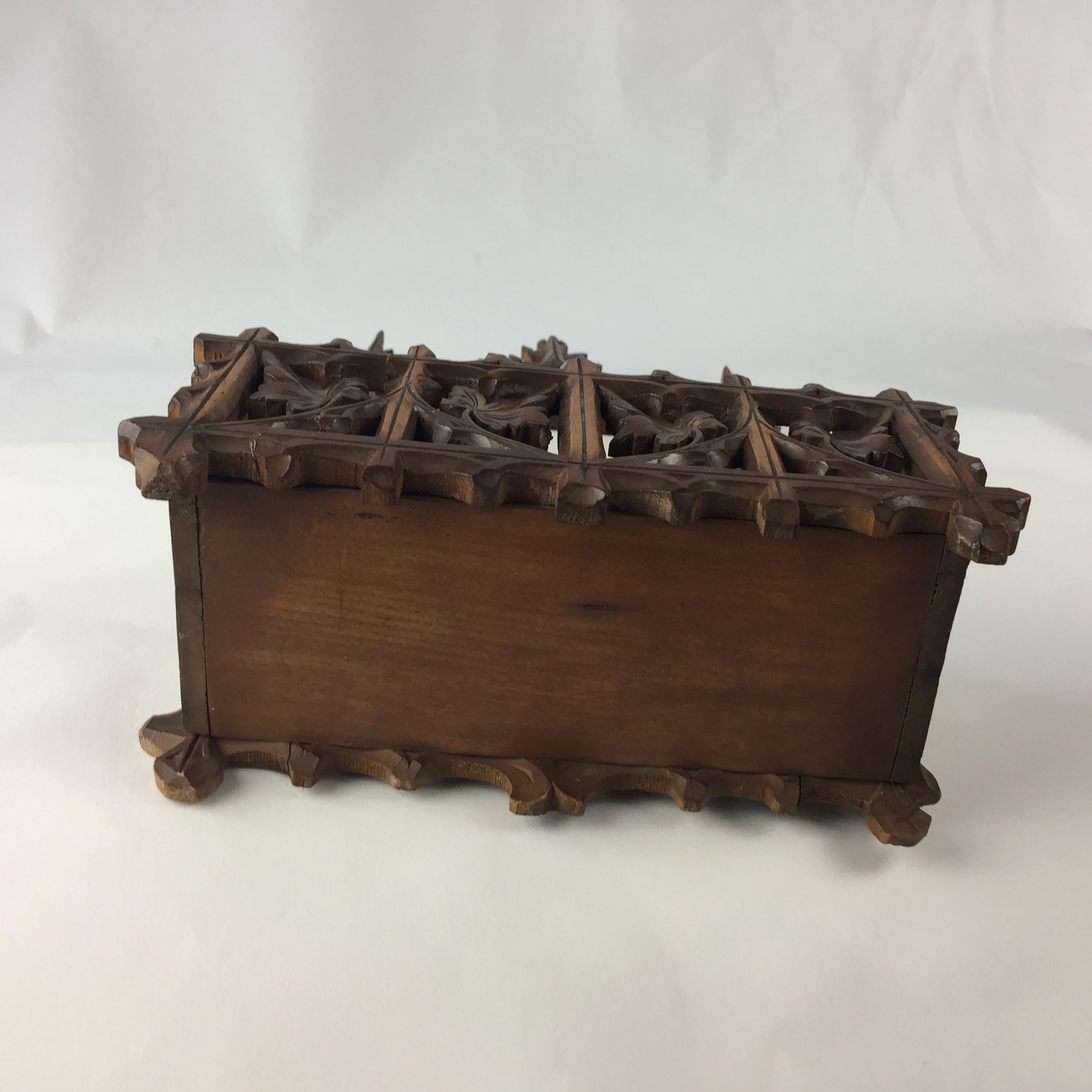 Gothic Revival Carved Gothic Wooden Fretwork Letter Rack with Mirror. For Sale