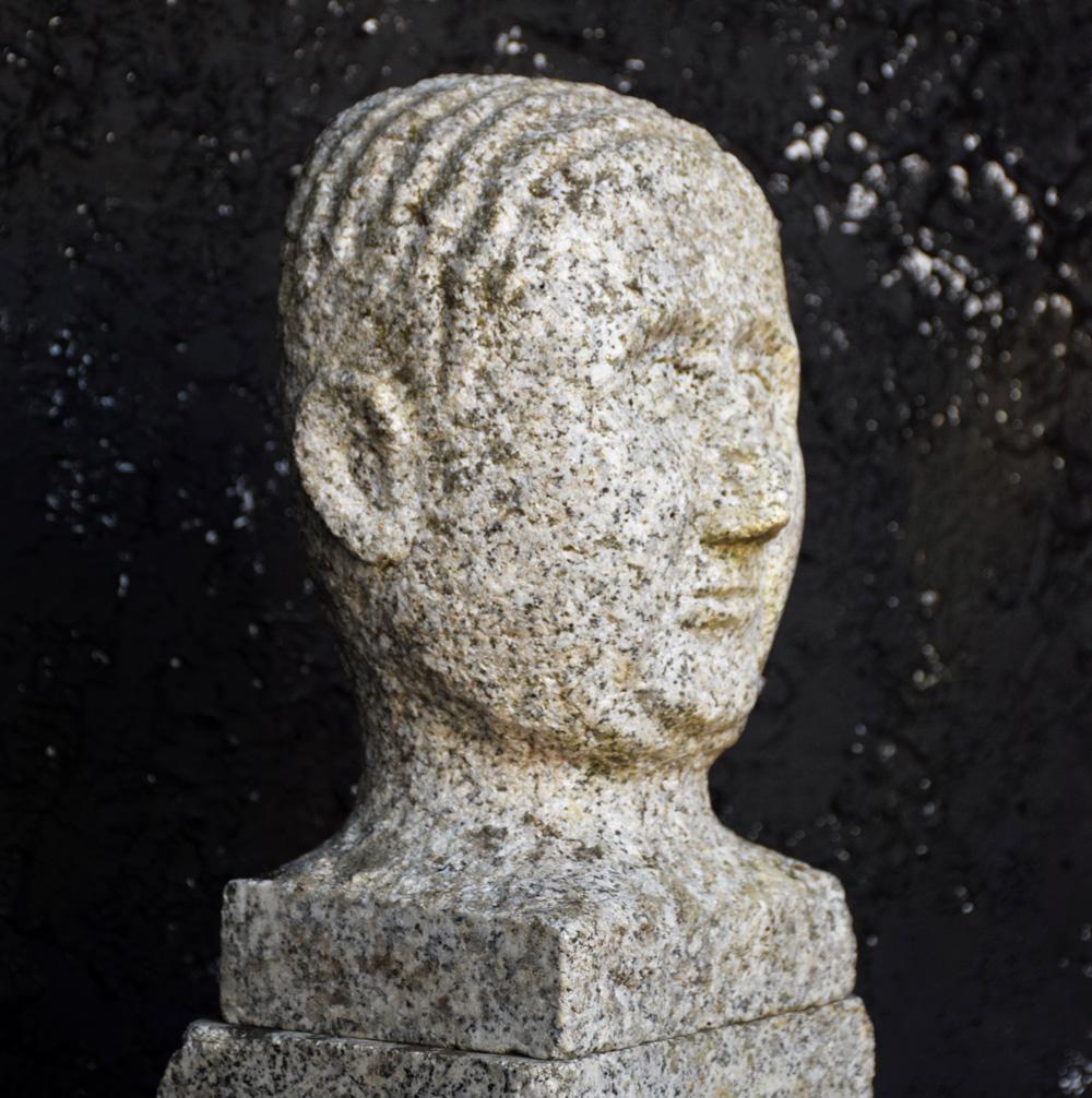 Mid-20th Century Carved Granite Folk-Art Bust
