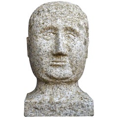 Carved Granite Folk-Art Bust