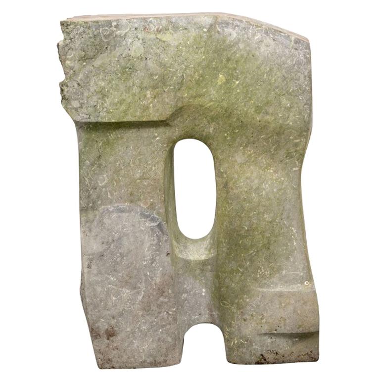 Carved Gray Stone Abstract Garden Sculpture after Isamu Noguchi