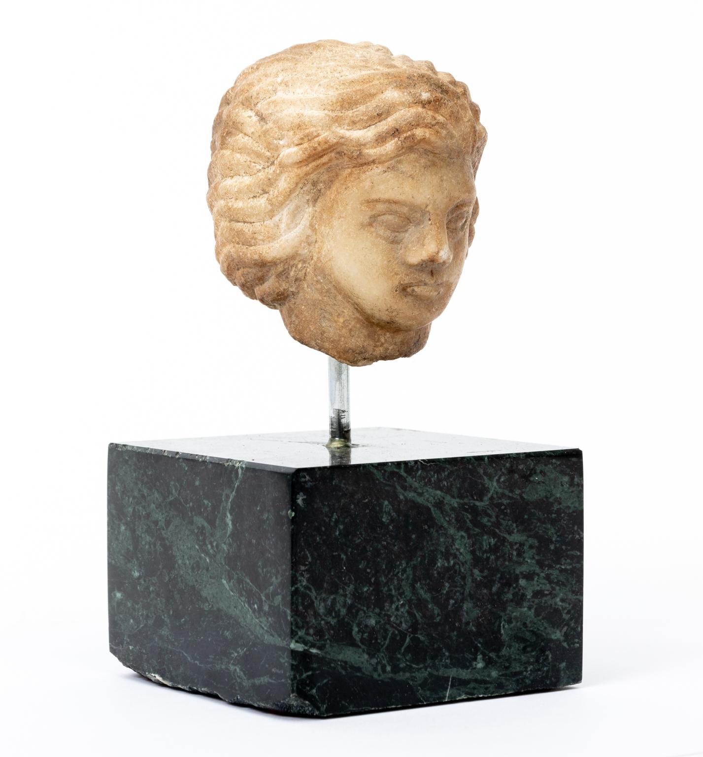 18th Century and Earlier Carved Greek Marble Head of Alexander the Great