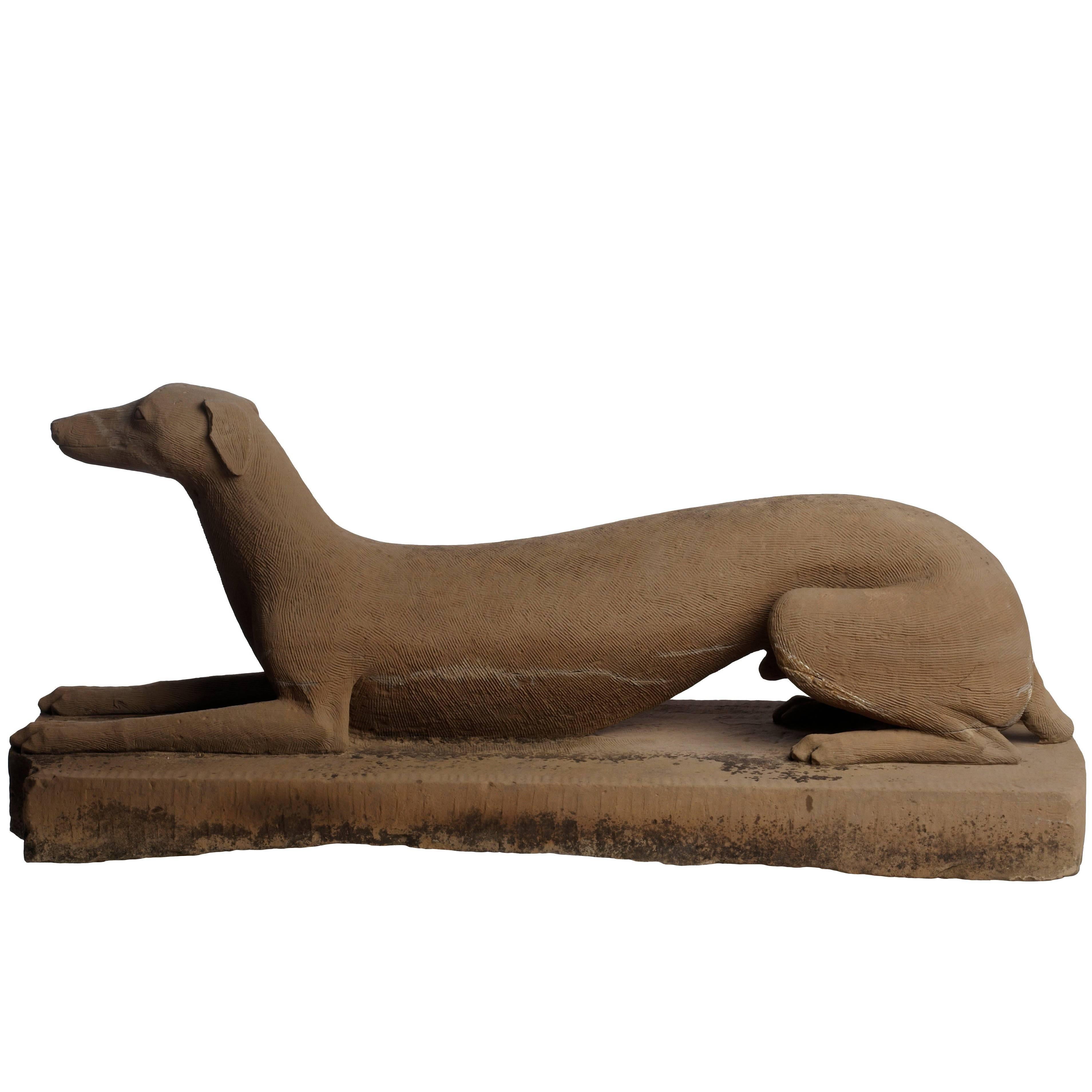 Carved Greyhound Statue For Sale