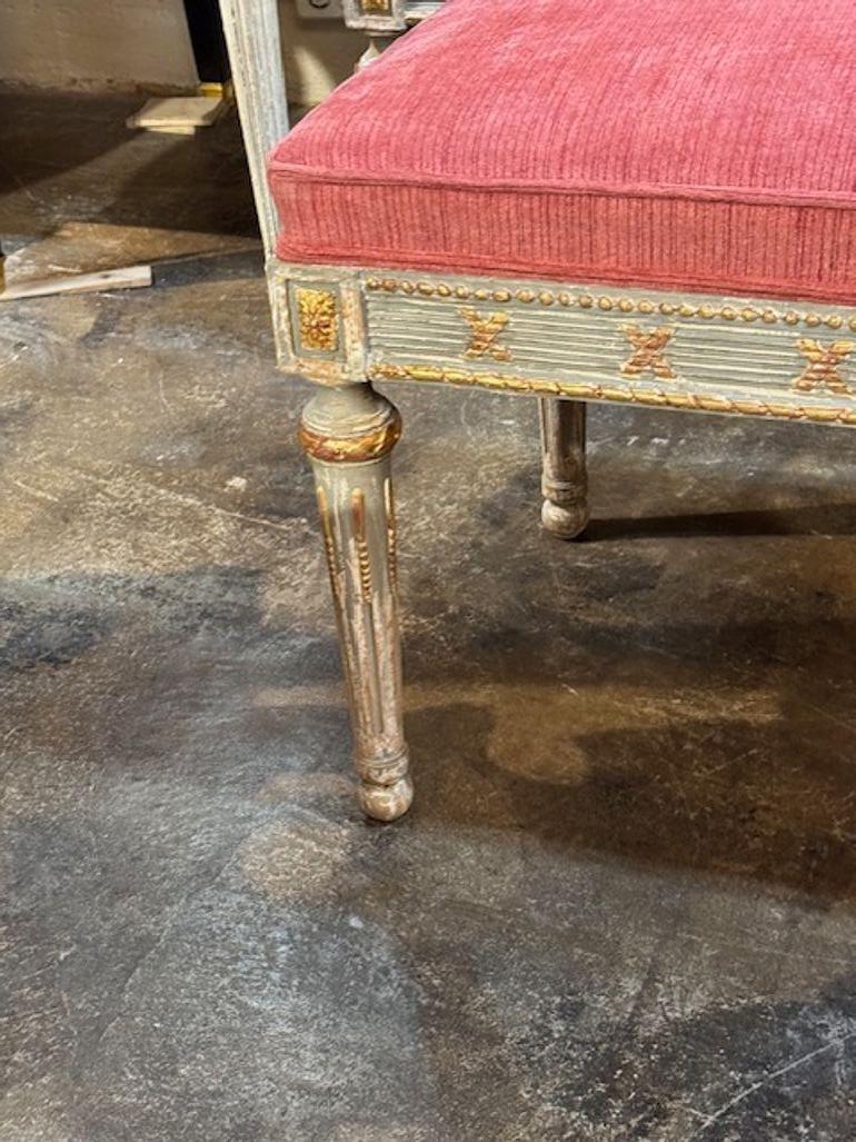 Mid-20th Century Carved Gustavian Neo-Classical Bench For Sale