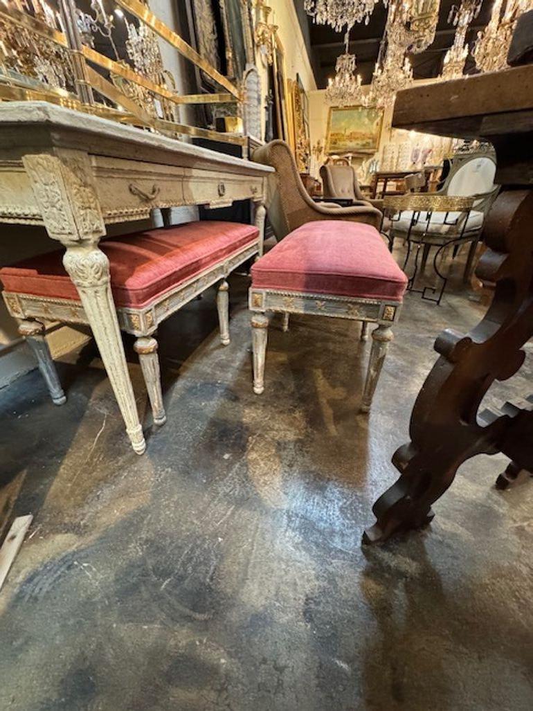 Carved Gustavian Neo-Classical Bench For Sale 3