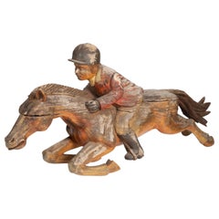 Carved Half Scale Horse & Jockey