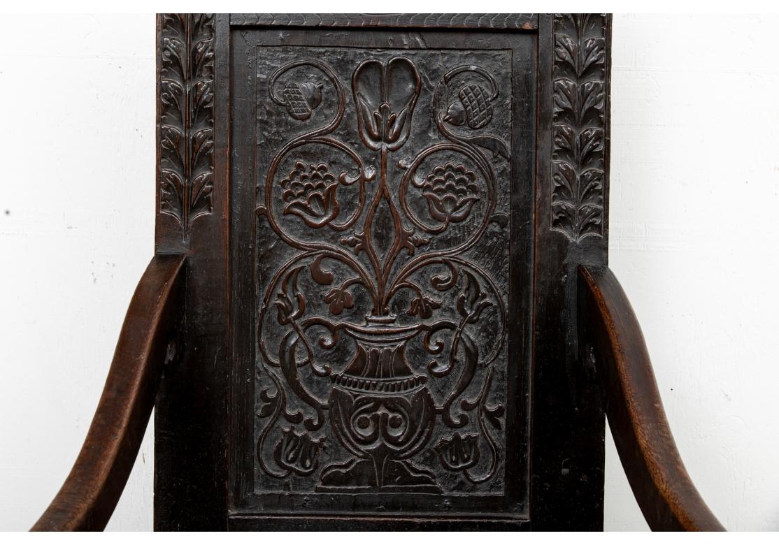 Wood Carved Hall Chair, circa Late 17th/ Early 18th Century For Sale
