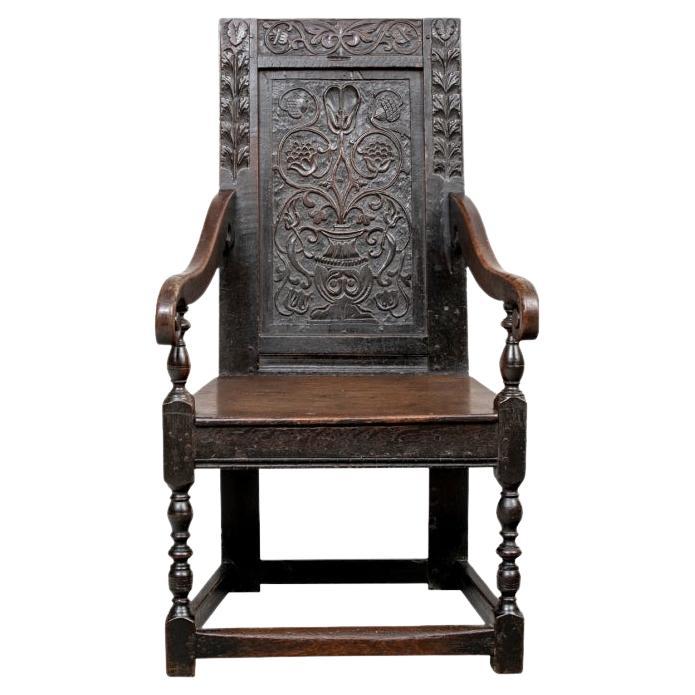 Carved Hall Chair, circa Late 17th/ Early 18th Century For Sale