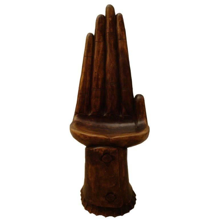 Carved Hand Chair after Pedro Friedeberg For Sale