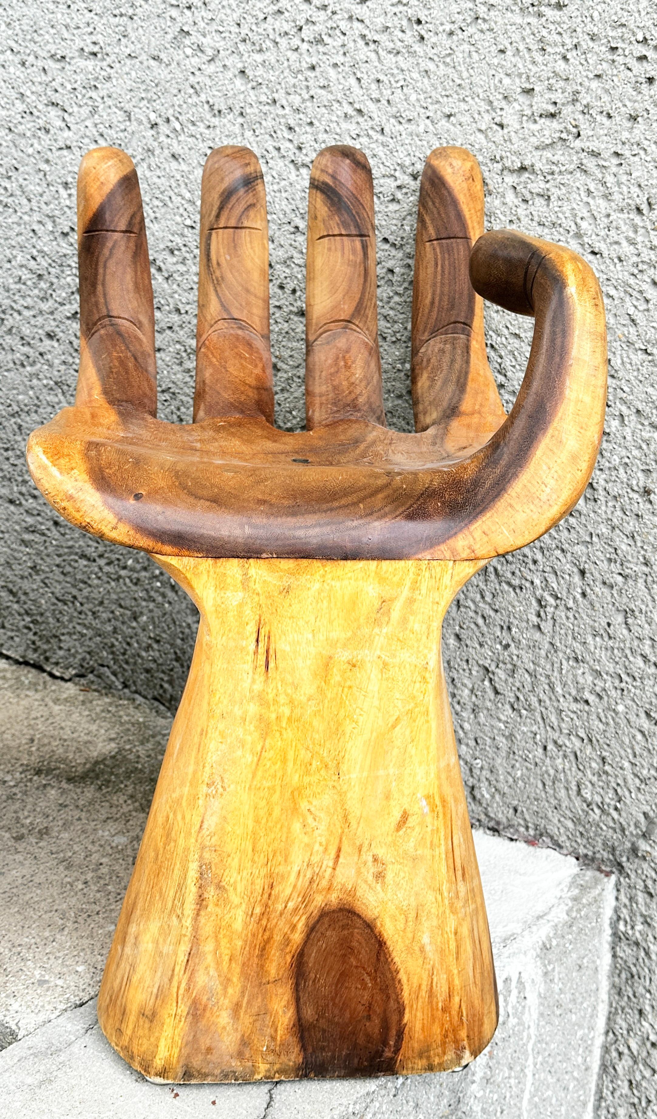 Carved Hand Chair in the Style of Pedro Friedeberg, circa 1970s For Sale 1