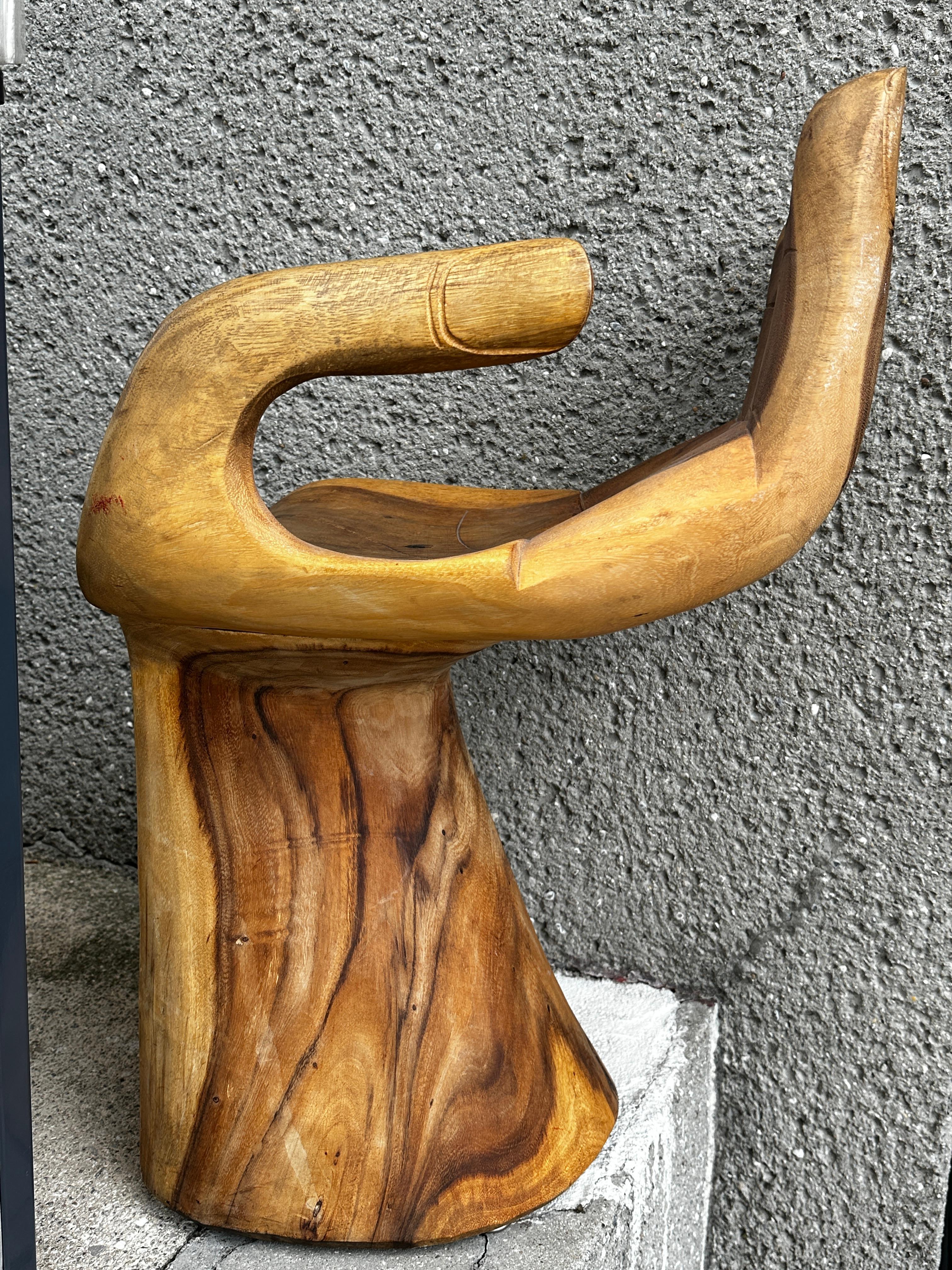 Carved Hand Chair in the Style of Pedro Friedeberg, circa 1970s For Sale 4