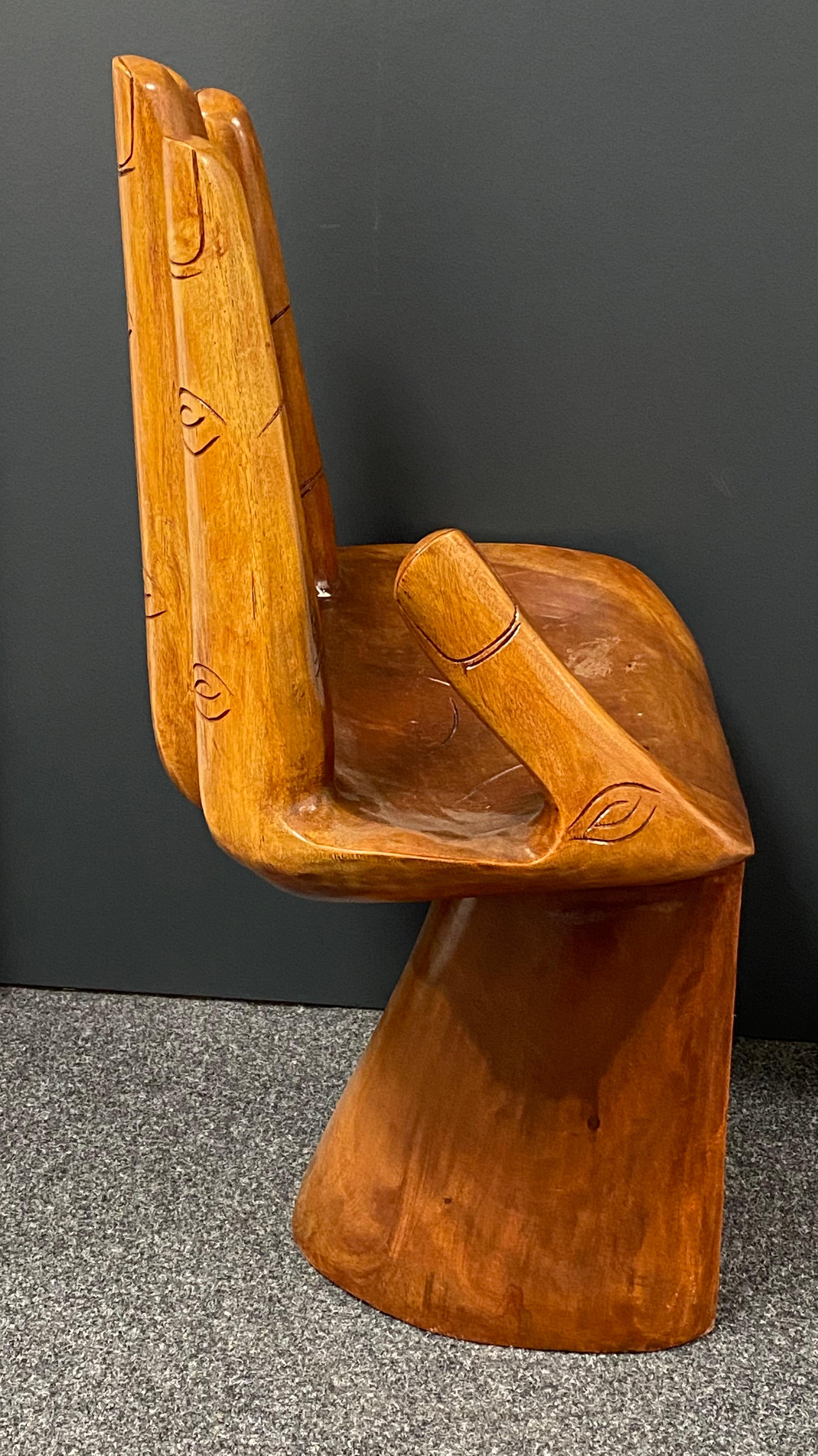 German Carved Hand Chair in the Style of Pedro Friedeberg, circa 1970s