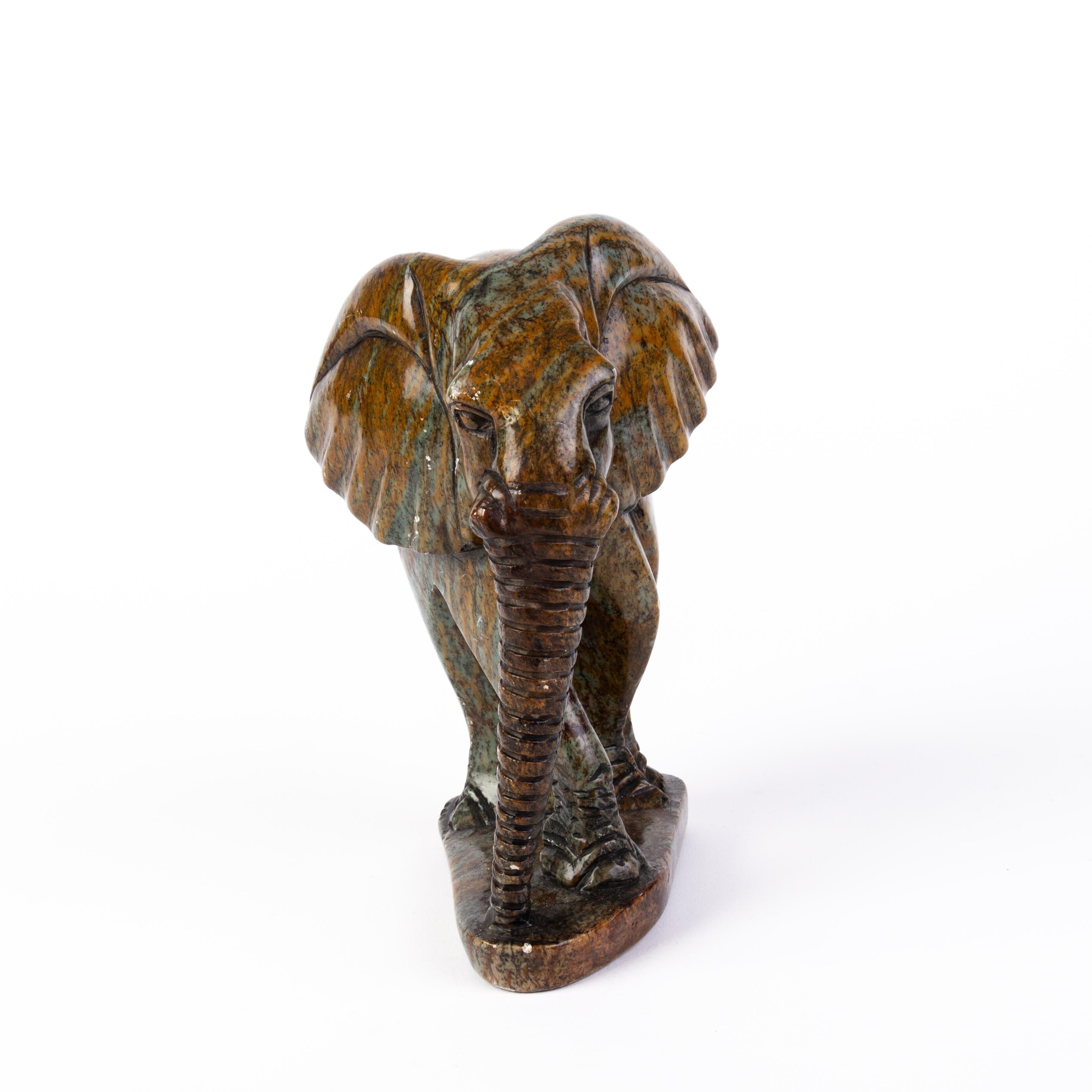 Carved Hardstone African Elephant Sculpture  In Good Condition In Nottingham, GB
