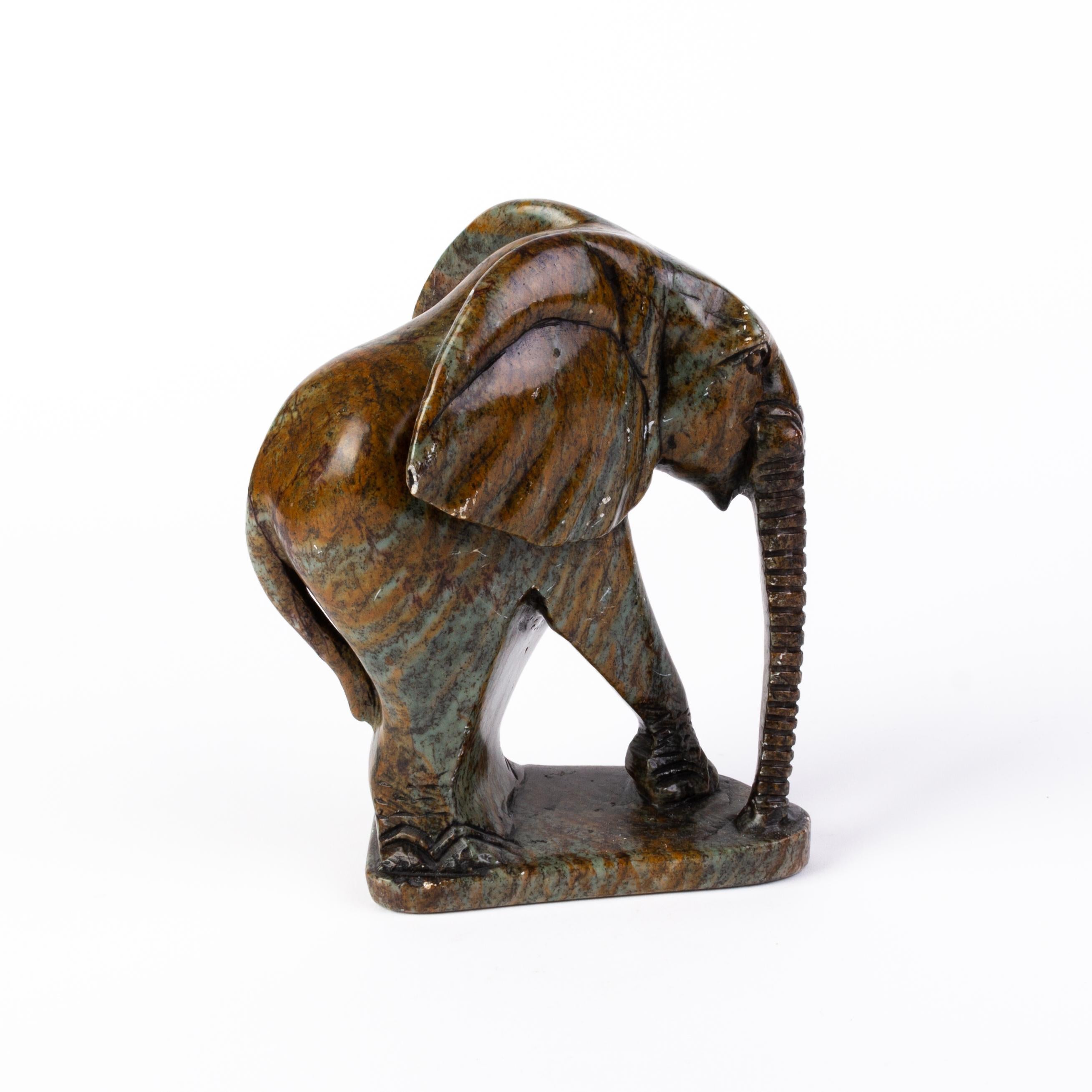 Stone Carved Hardstone African Elephant Sculpture 