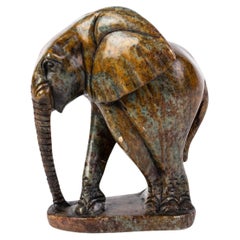 Carved Hardstone African Elephant Sculpture 