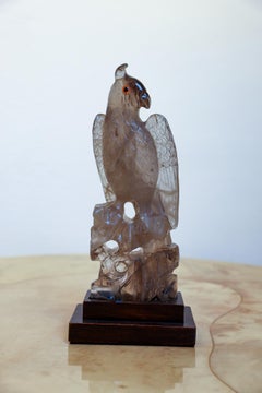 Carved Hardstone Eagle in Smoky Quartz
