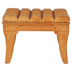 Carved Hardwood Bench or Stool with Carved Seat Simulating Cushion by Sutherland