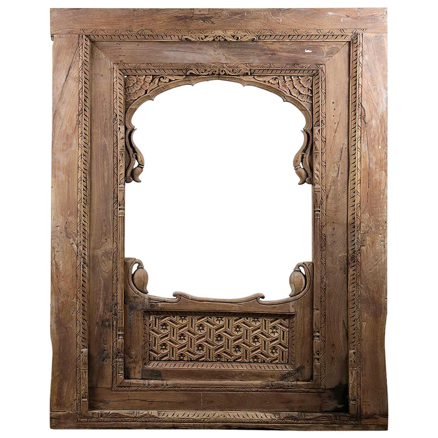 Carved Hardwood Frame / Panel from India, 20th Century For Sale