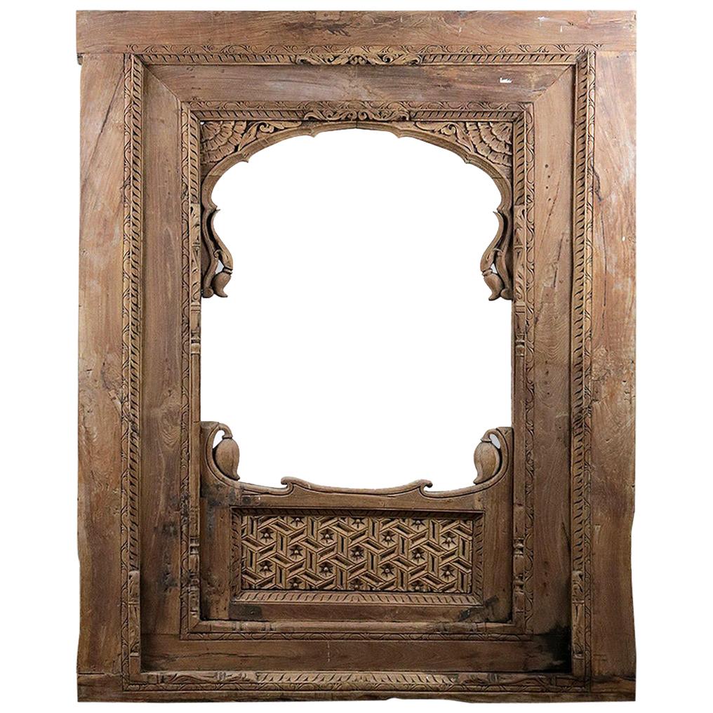 Carved Hardwood Frame / Panel from India, 20th Century For Sale