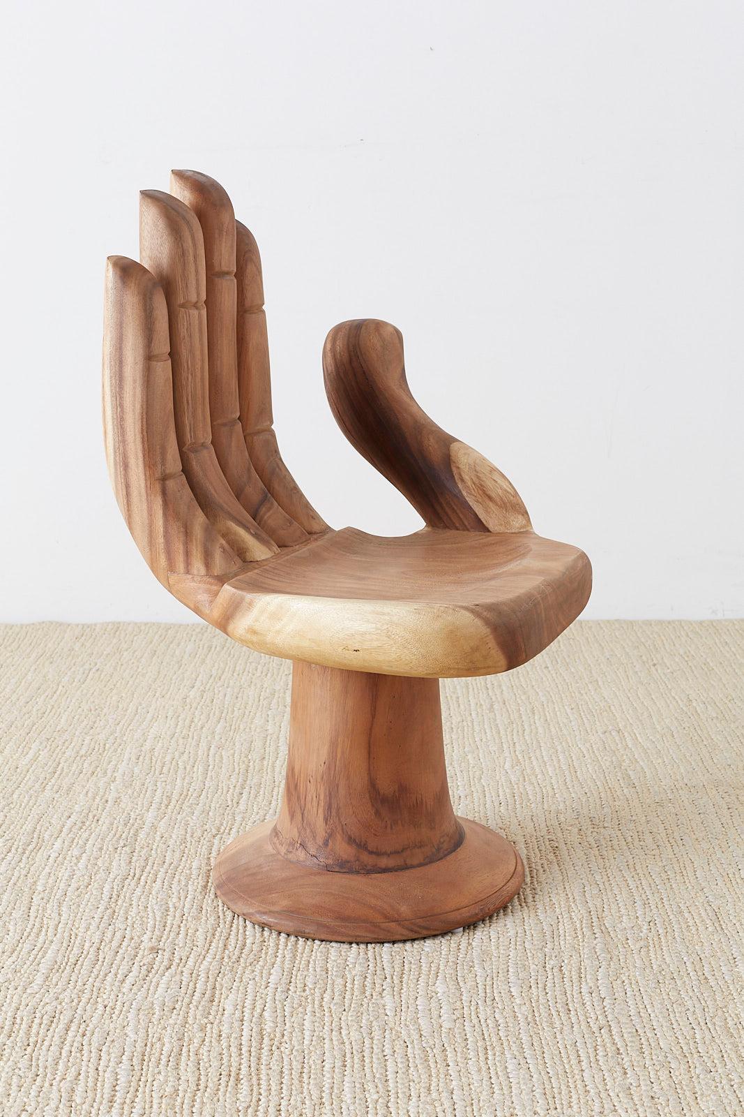 Hand-Crafted Carved Hardwood Hand Chair after Pedro Friedeburg