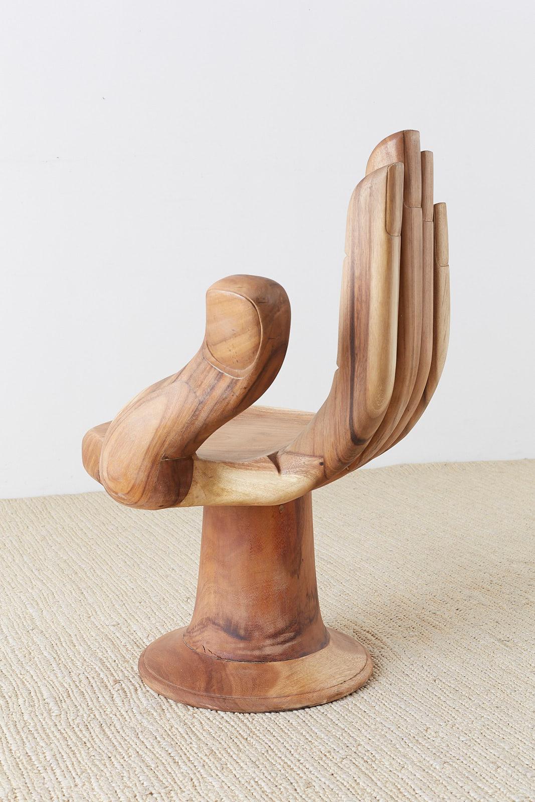 Wood Carved Hardwood Hand Chair after Pedro Friedeburg