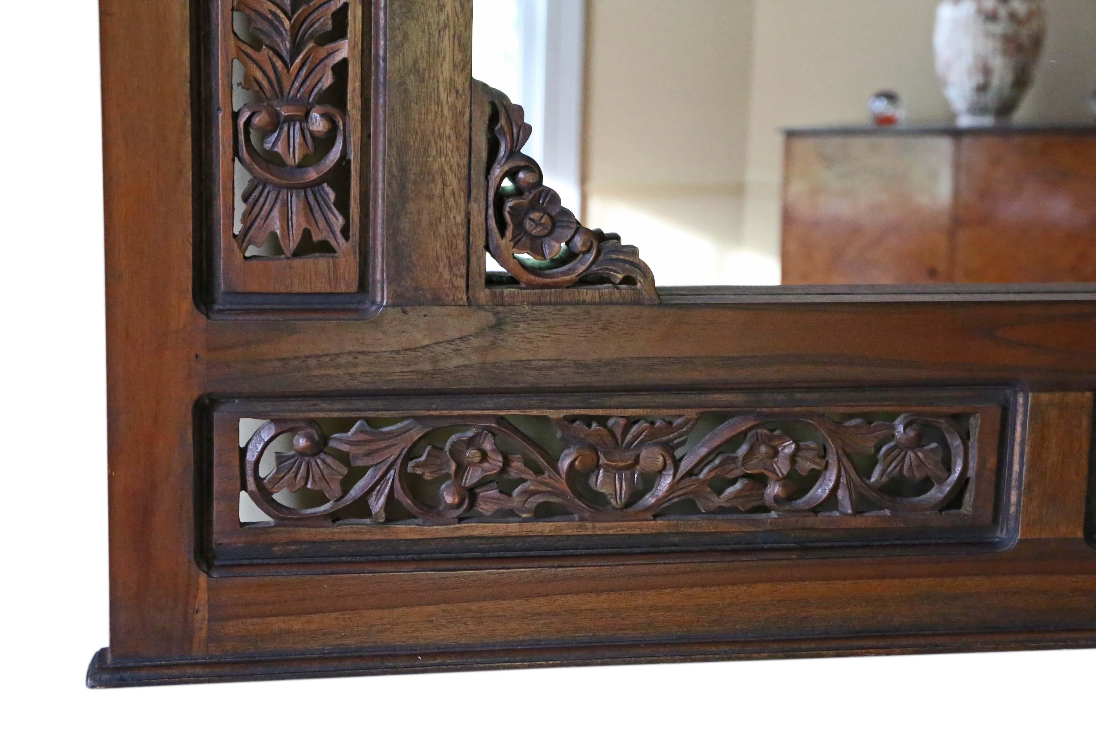 Carved Hardwood Wall Mirror Mid 20th Century For Sale 3