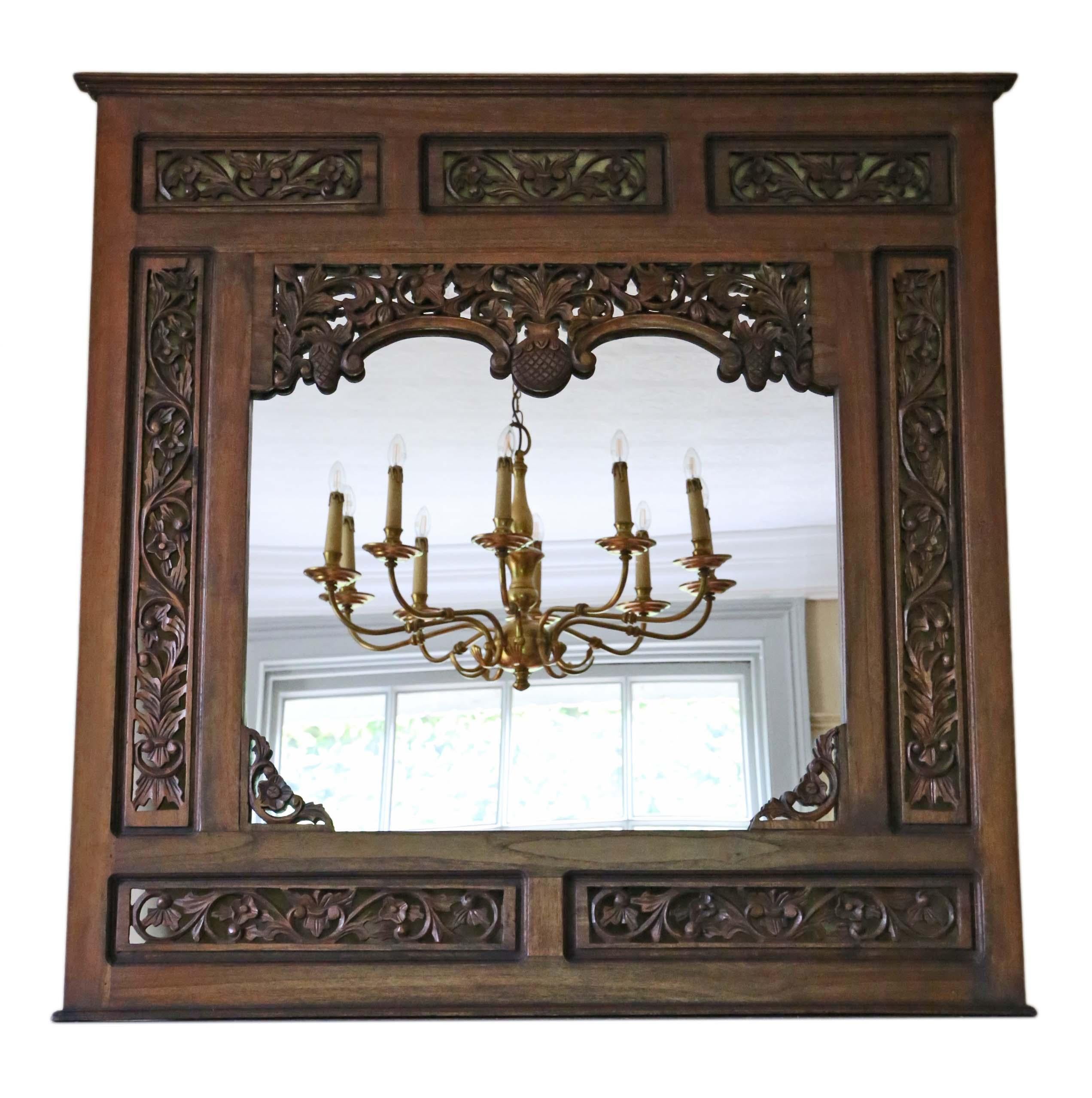 Carved Hardwood Wall Mirror Mid 20th Century For Sale 5