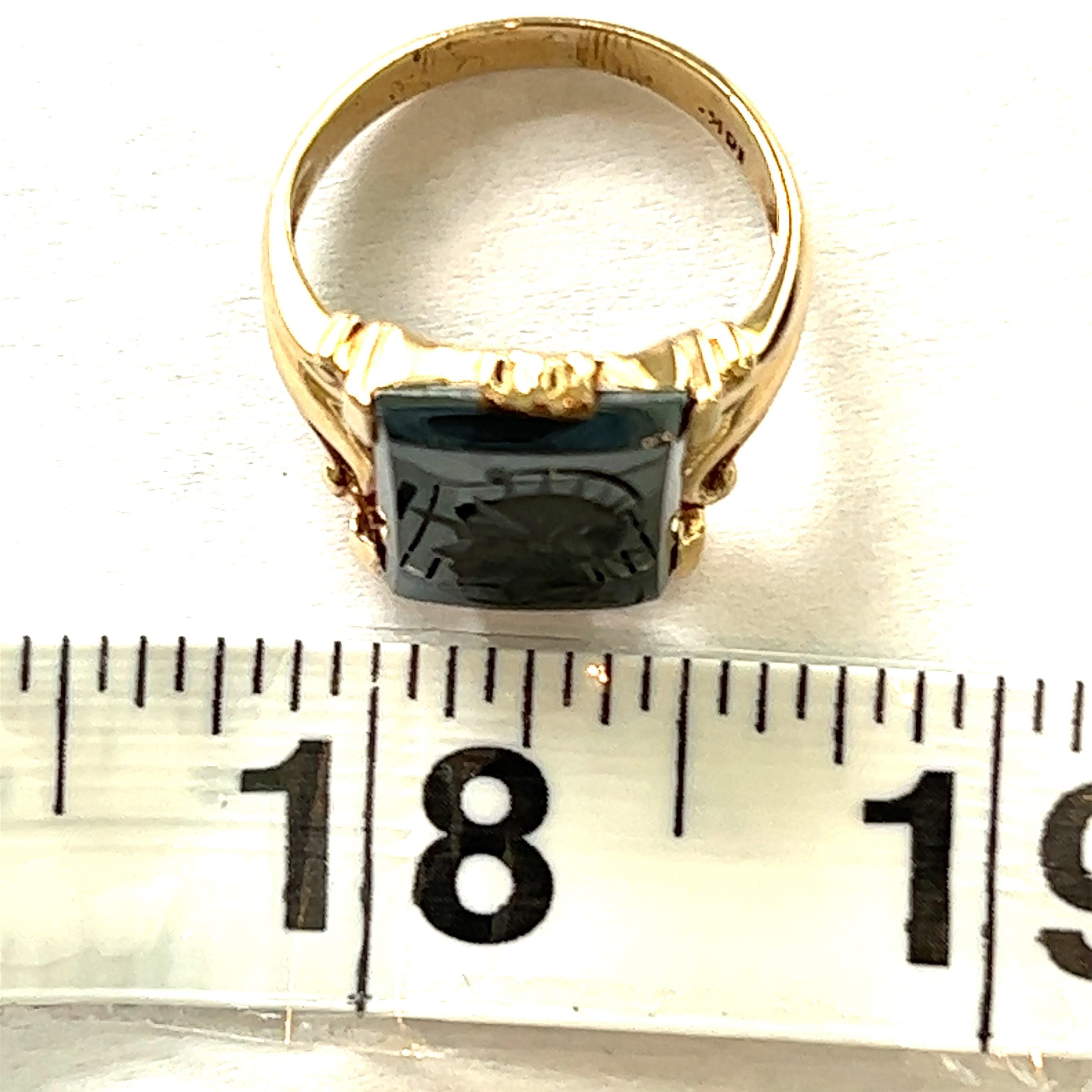 Carved Hematite Intaglio Ring 1