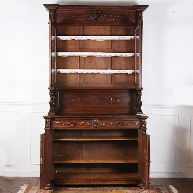 Late 19th Century Carved Henri II Buffet Deux Corps in Oak