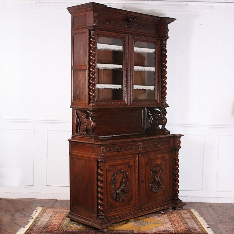 Carved Henri II Buffet Deux Corps in Oak 1