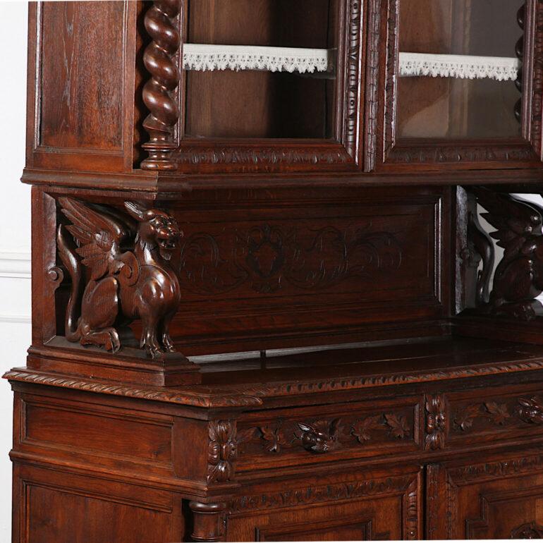 Carved Henri II Buffet Deux Corps in Oak 3