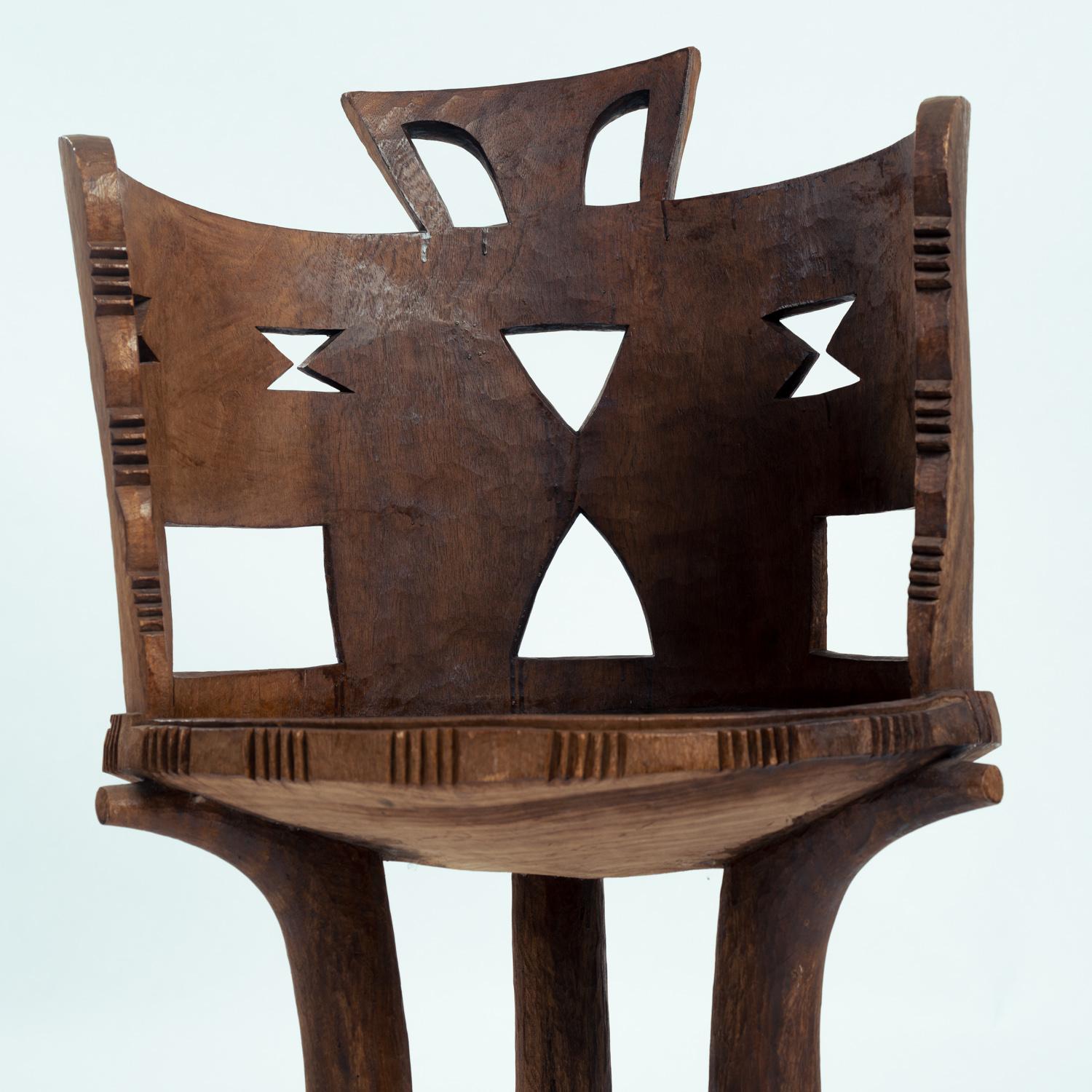 Carved High Back Chair, 20th Century Gurage People, Jimma, Ethiopia 4