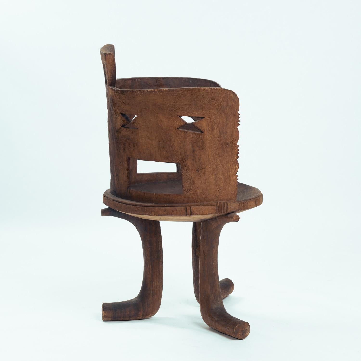 Tribal Carved High Back Chair, 20th Century Gurage People, Jimma, Ethiopia