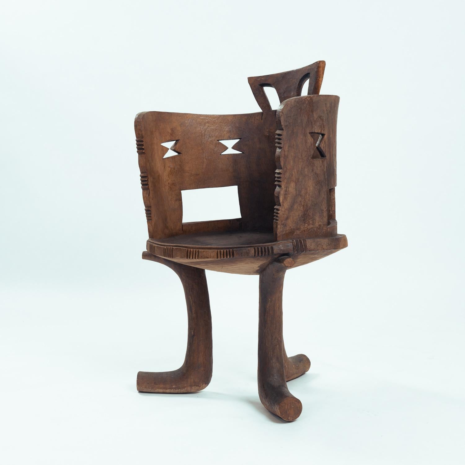 Carved High Back Chair, 20th Century Gurage People, Jimma, Ethiopia 1