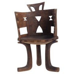Carved High Back Chair, 20th Century Gurage People, Jimma, Ethiopia