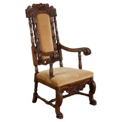 Carved High Back Oak Armchair, Denmark circa 1890