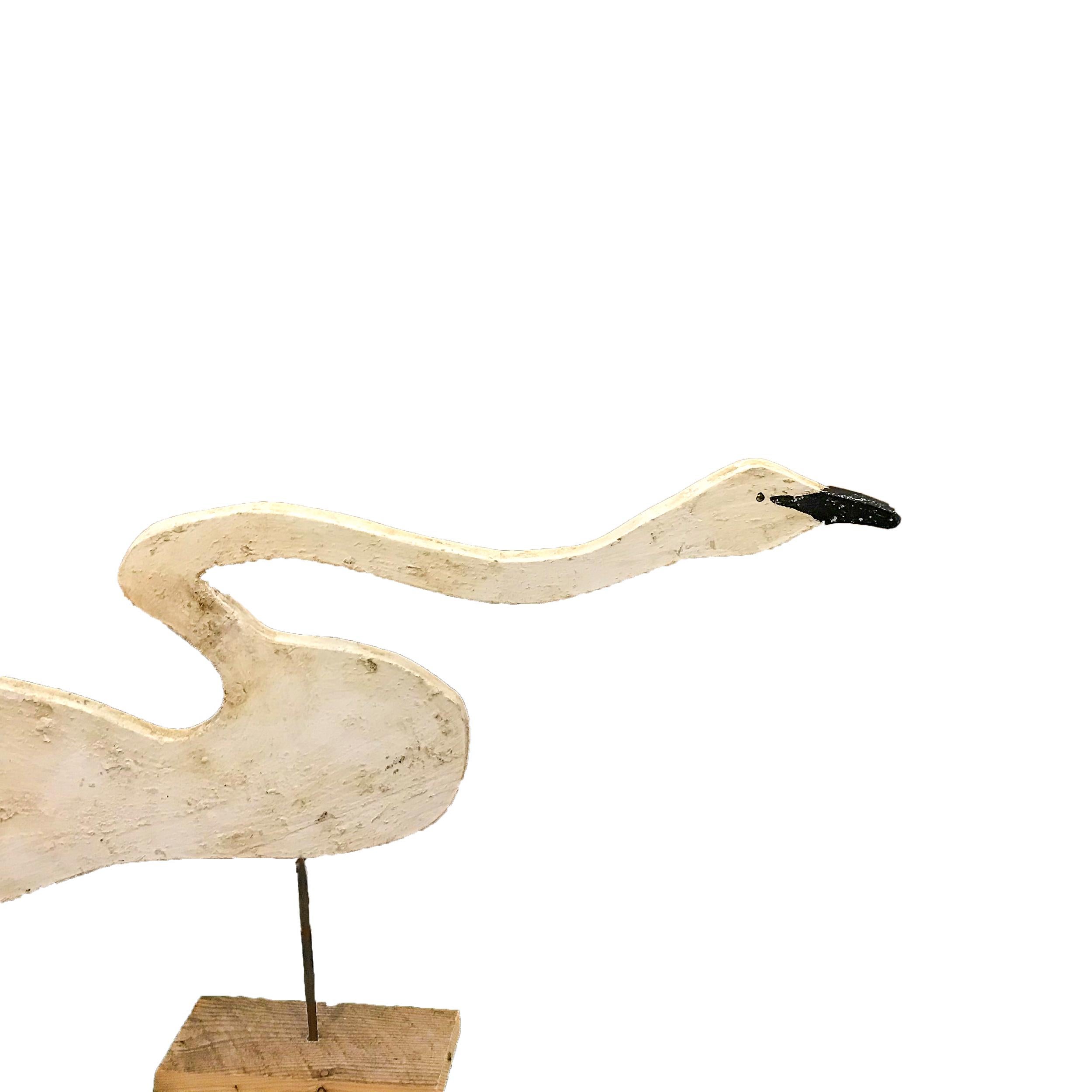 Folk Art Carved Hissing Swan