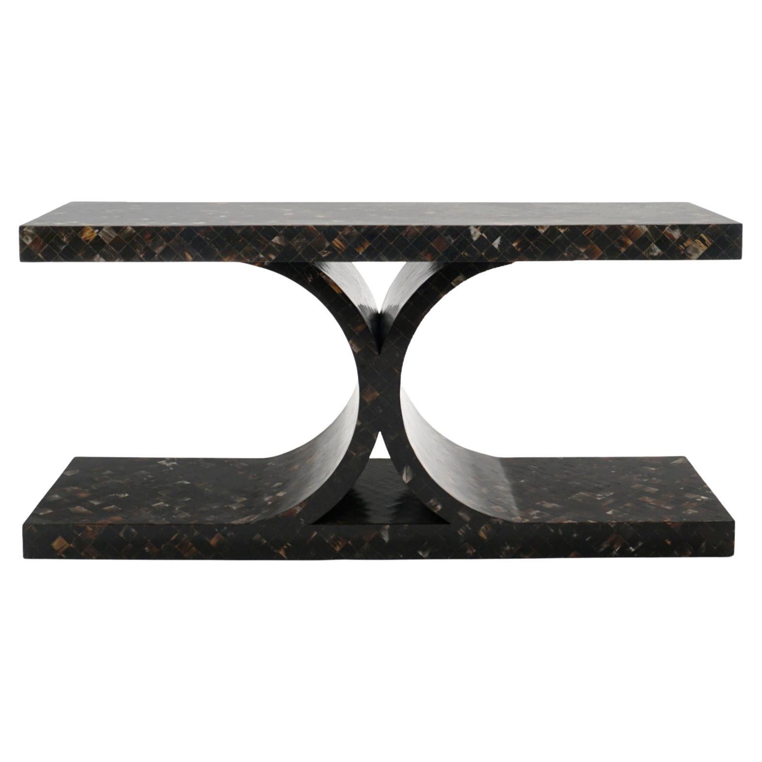 Carved Horn Inlay Console / Sofa Table by Karl Springer, Ltd. USA, c. 1970