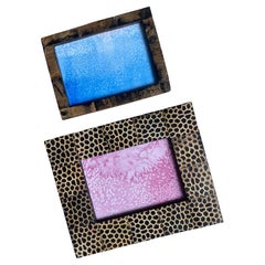 Cornici intagliate di Horn con dipinti astratti ad acquerello, Set di 2