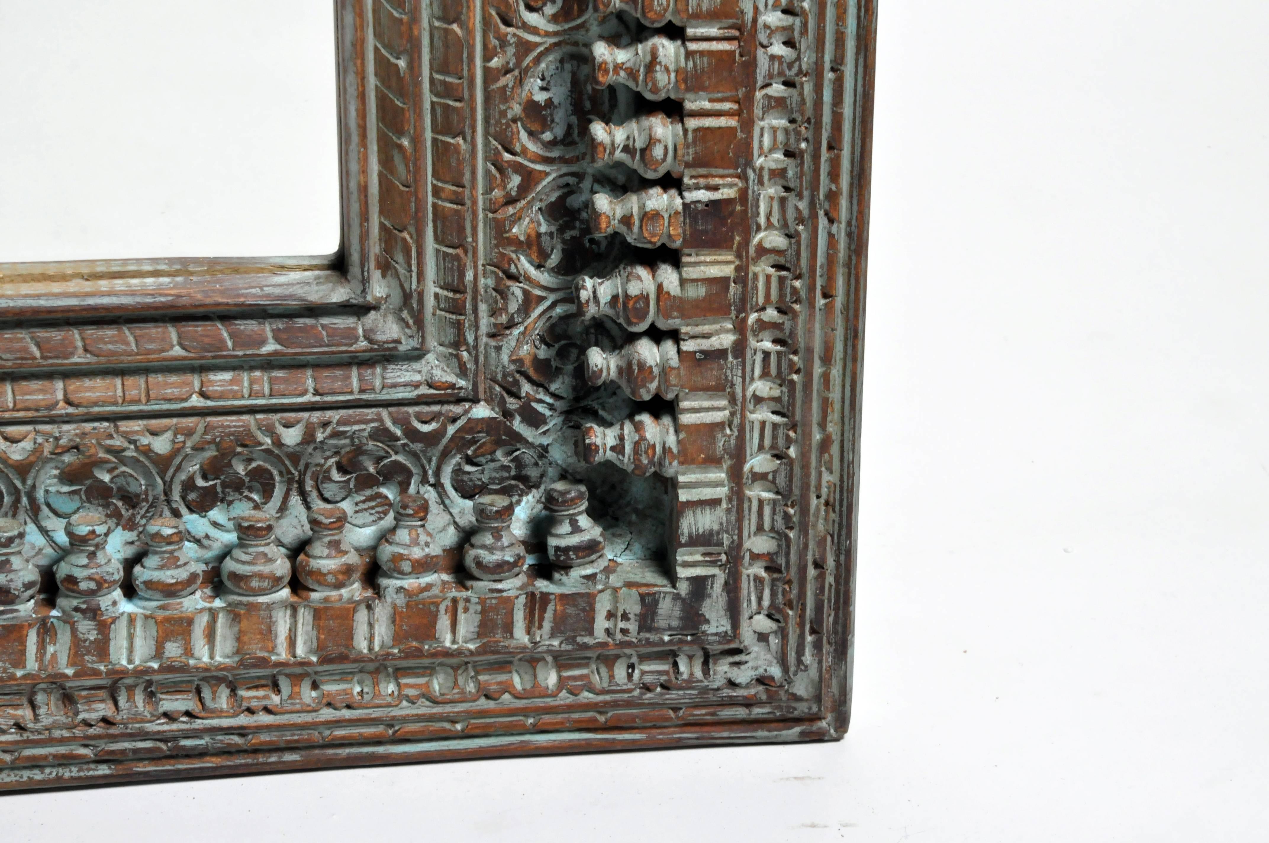 Glass Carved Indian Mirror