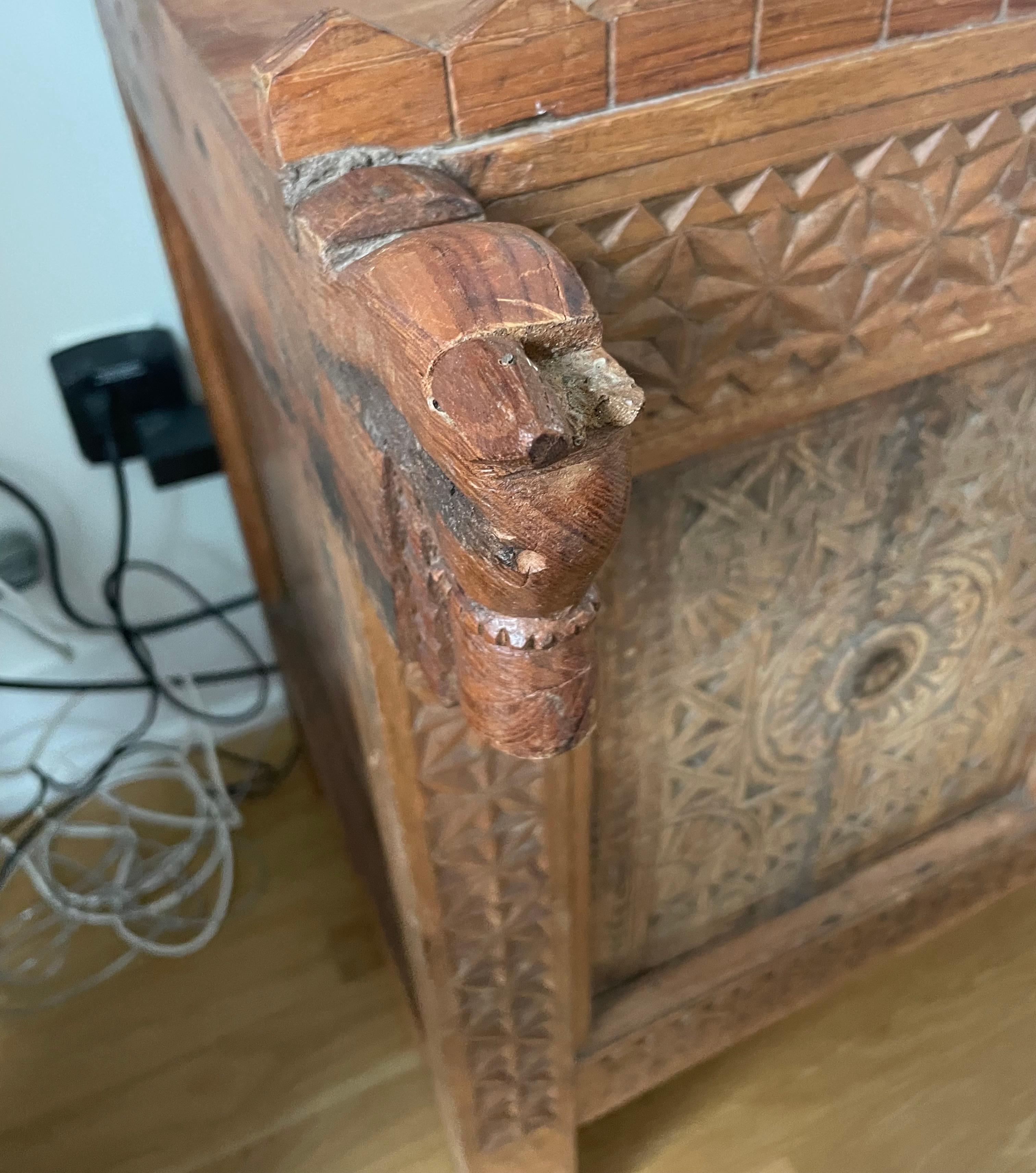 20th Century Carved Indian Sideboard Credenza Cabinet
