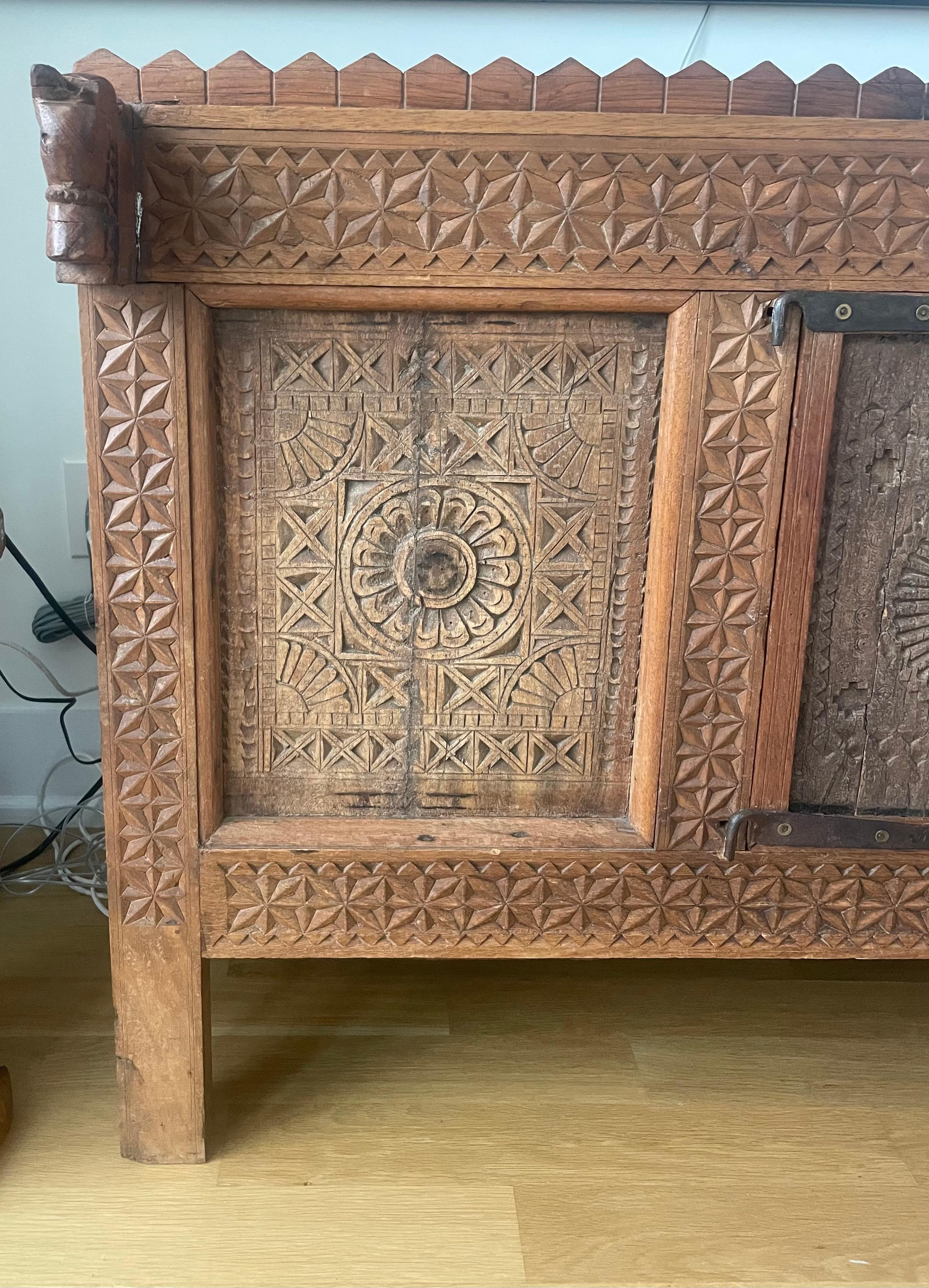 Carved Indian Sideboard Credenza Cabinet 1