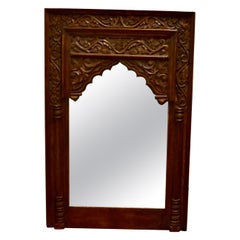 Antique Carved Indian Teak Mirror