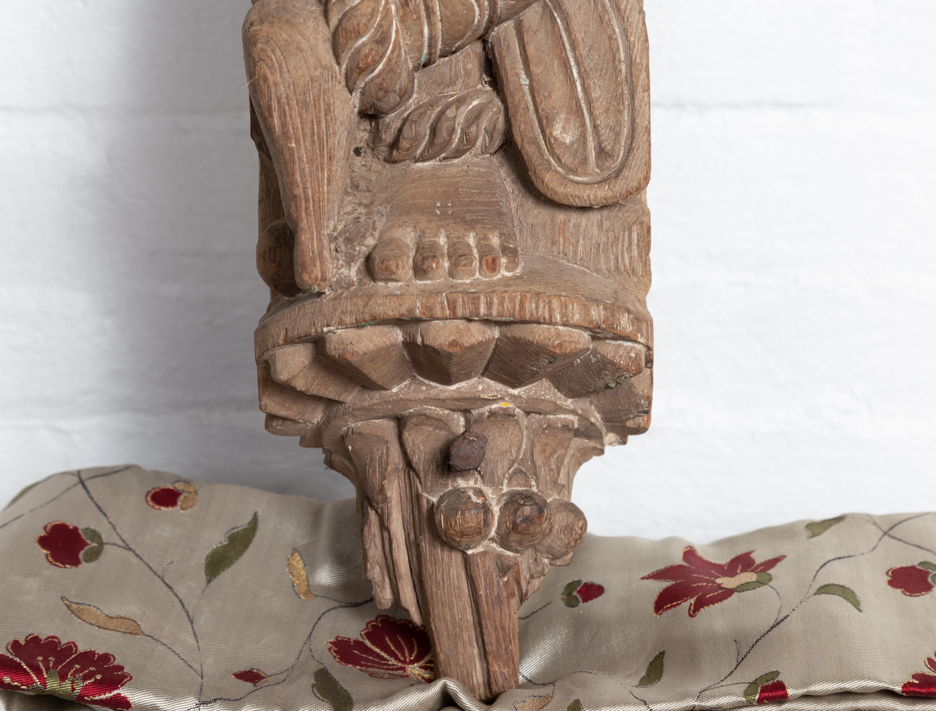 Carved Indian Temple Carving Statue from Gujarat Depicting a Celestial Musician 4
